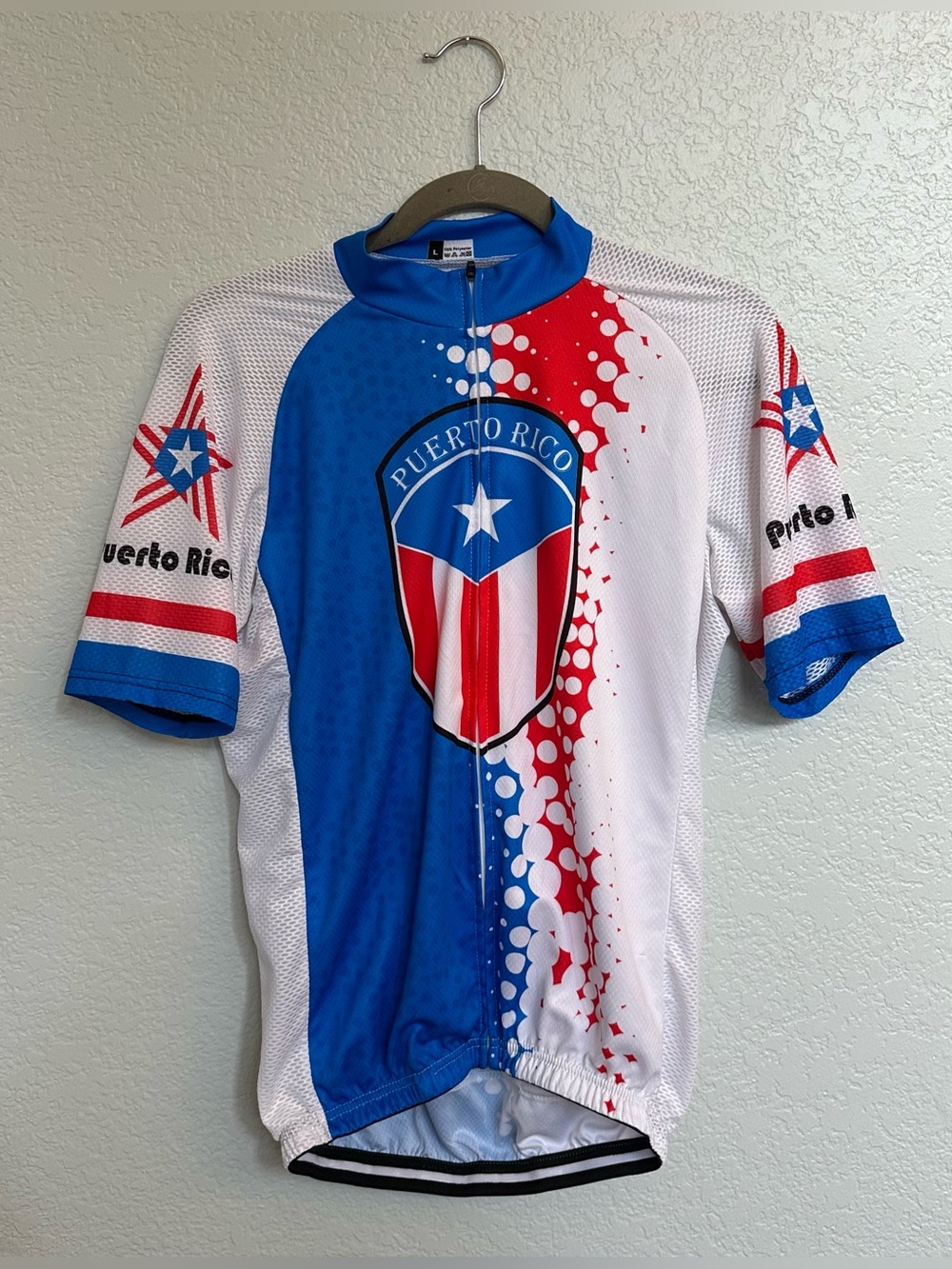 Puerto Rico Boricua Cycling Jersey Red White Blue Size L